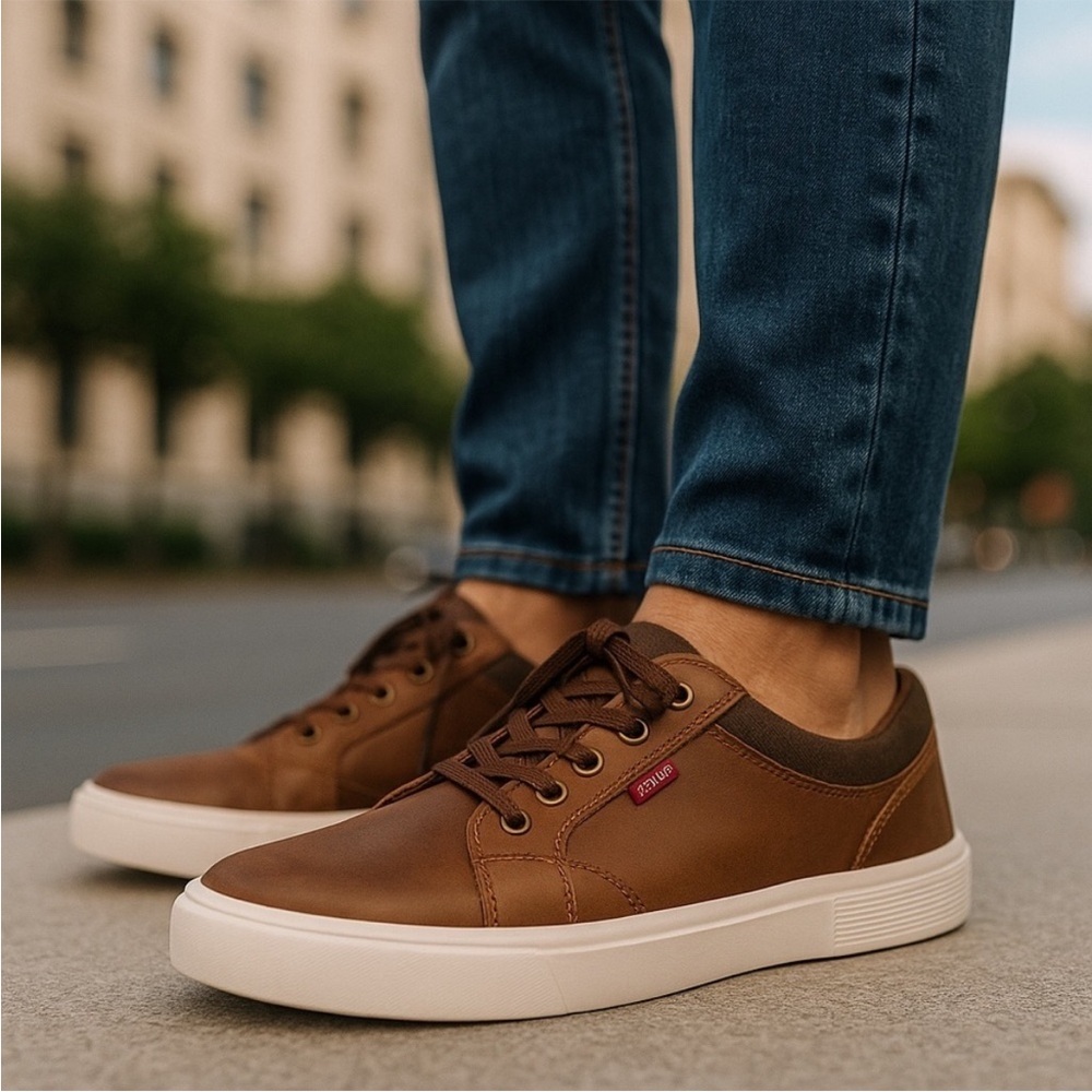 NWOT Men’s Levi's Munro Vegan Leather Sneakers - Brown - Size 8